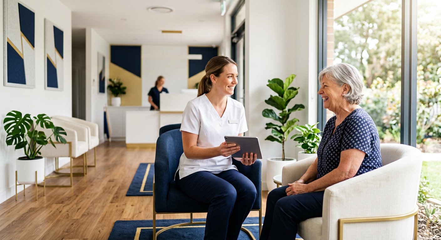 A healthcare professional consulting with a patient